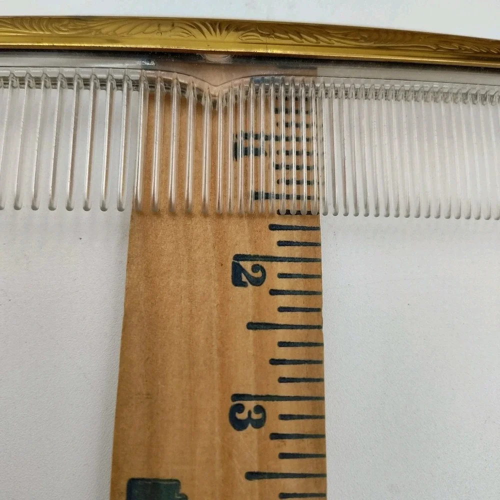 VTG Mirror Hairbrush Comb Handler FLORAL DESIGN Vanity Antq Goldtoned B507SA3572